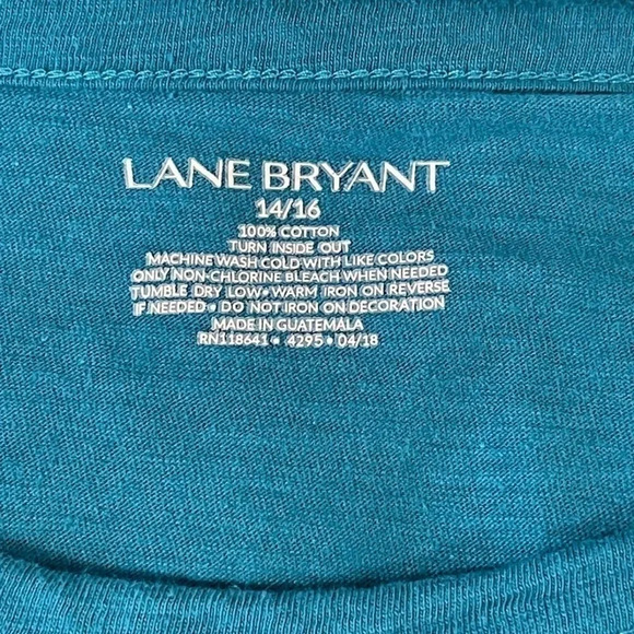 LANEBRYANT teal shirt with gold pineapple print throughout. - Picture 8 of 8